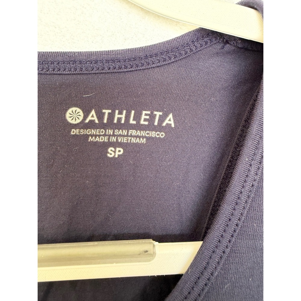 Athleta Essence Tie Back Tank Navy Blue Small Petite Activewear Yoga Top SP - Picture 7 of 7
